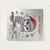 Tenture Cadre de vacances de la Chouette de Noël (Devant (Horizontal))