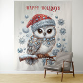 Tenture Cadre de vacances de la Chouette de Noël (En situation)