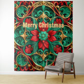 Tenture Cadre de vacances rouge vert (En situation)