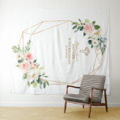 Tenture Cadre doré floral rose 1er anniversaire baptême Dr (En situation (horizontale))