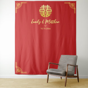 Tenture Cadre en or mariage chinois double fond