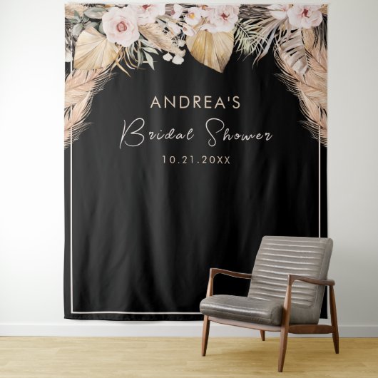 Tenture Cadre noir Pampas Grass Fête des mariées fond (En situation)