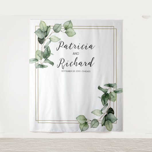 Tenture Cadre Or Verdure Eucalyptus Mariage fond (Devant)