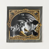 Tenture Cadre ornemental en or de rhinocéros noir (Devant (Horizontal))