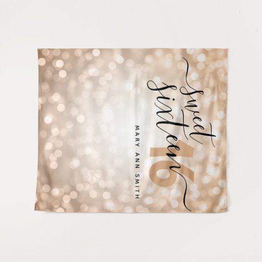 Tenture Cadre personnalisé Rose Gold Lights Sweet 16 (Devant (Horizontal))