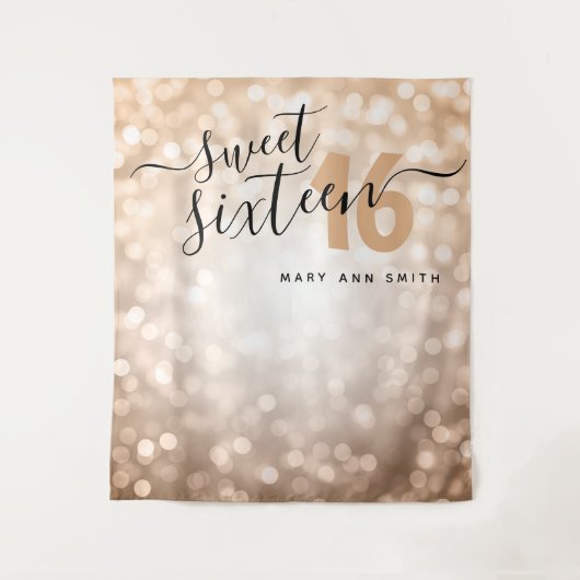 Tenture Cadre personnalisé Rose Gold Lights Sweet 16 (Devant)