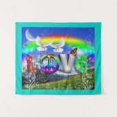 Tenture Cadre turquoise Peace and Love Art (Devant (Horizontal))