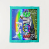 Tenture Cadre turquoise Peace and Love Art (Devant)