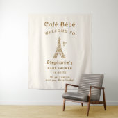 Tenture Cafe Bebe Coffee Baby Shower Fabric Welcome Sign (En situation)