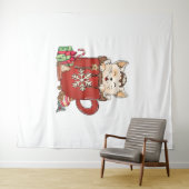 Tenture Café chocolat de Noël en chats mignons (En situation (horizontale))