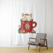 Tenture Café chocolat de Noël en chats mignons (En situation)