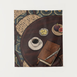 Tenture Café Cozy & Livres Art Bohème
