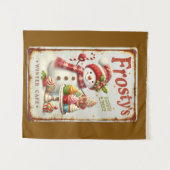 Tenture Café d'hiver Noël bonhomme de neige cool art rusti (Devant (Horizontal))