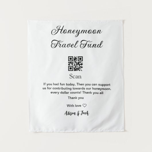 Tenture Caisse de lune de miel scannez le code QR ajouter (Devant)
