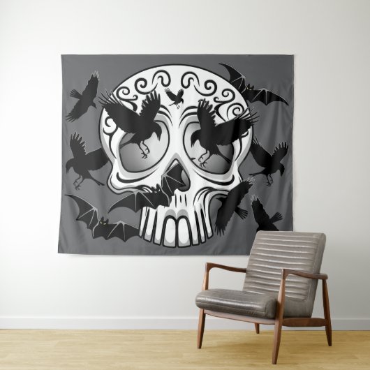Tenture Calaveras décoratives Halloween (En situation (horizontale))