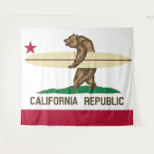 Tenture Californie Drapeau Surfing Bear Tapestry (Devant (Horizontal))