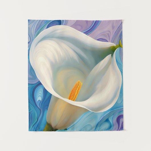 Tenture Calla Lily blanche dans le style Georgia O'Keeffe (Devant)