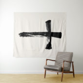 Tenture Calligraphie Croix Christian Moderne Crucifix (En situation (horizontale))