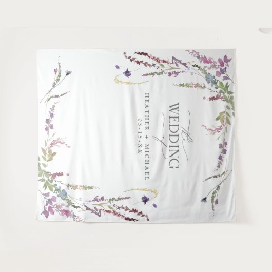 Tenture Calligraphie de fleurs sauvages violettes pour pho (Devant (Horizontal))