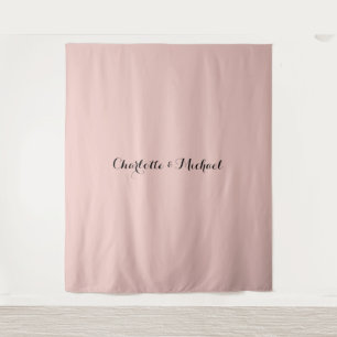 Tenture Calligraphie de mariage Élégante Rose Or Nom Plain