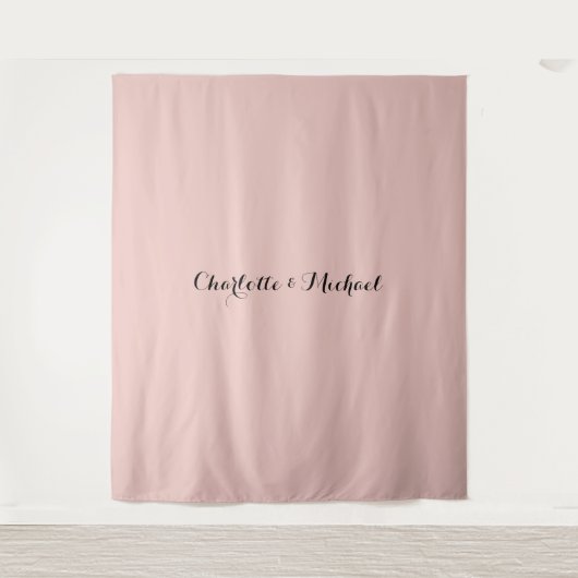 Tenture Calligraphie de mariage Élégante Rose Or Nom Plain (Devant)