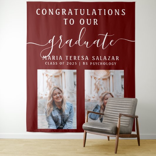 Tenture Calligraphie de script bordeaux deux photo remise (En situation)