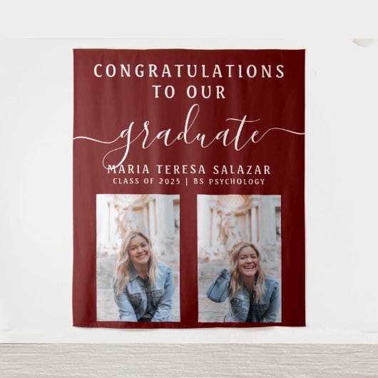 Tenture Calligraphie de script bordeaux deux photo remise (Devant)