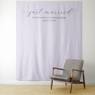 Tenture Calligraphie Élégante Lavande Juste Mariés