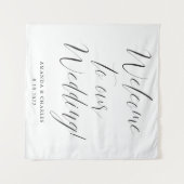 Tenture Calligraphie élégante Mariage noir blanc Bienvenue (Devant (Horizontal))