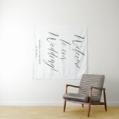 Tenture Calligraphie élégante Mariage noir blanc Bienvenue (En situation (horizontale))