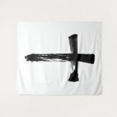 Tenture Calligraphie Ink Brush Cross - Modern Crucifix (Devant (Horizontal))