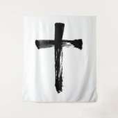 Tenture Calligraphie Ink Brush Cross - Modern Crucifix (Devant)