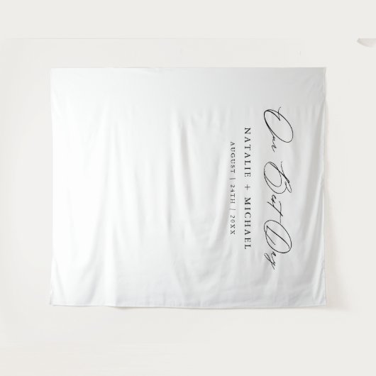Tenture Calligraphie minimale Mariage Photo Booth Backdrop (Devant (Horizontal))