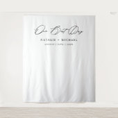 Tenture Calligraphie minimale Mariage Photo Booth Backdrop (Devant)
