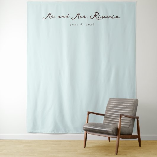 Tenture Calligraphie minimaliste bleu serein (En situation)