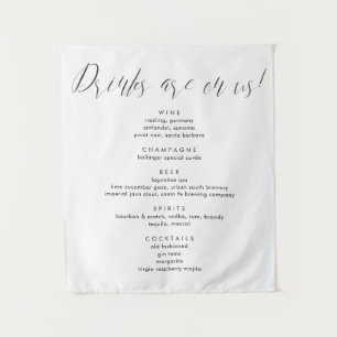 Tenture Calligraphie moderne Boissons sur nous Bar Mariage