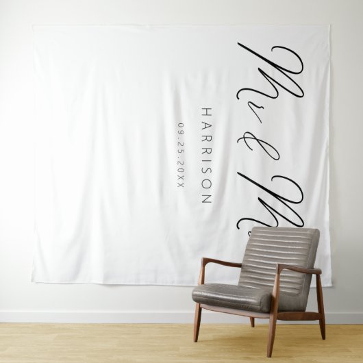 Tenture Calligraphie moderne M. et Mme Mariage Tapestry (En situation (horizontale))