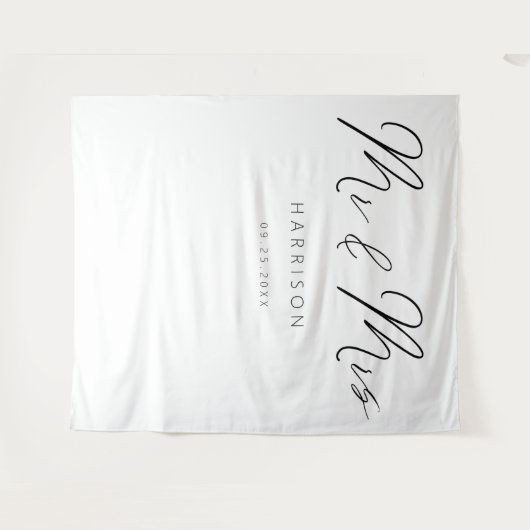 Tenture Calligraphie moderne M. et Mme Mariage Tapestry (Devant (Horizontal))