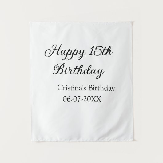 Tenture calligraphie simple minimale joyeux 15e anniversai (Devant)