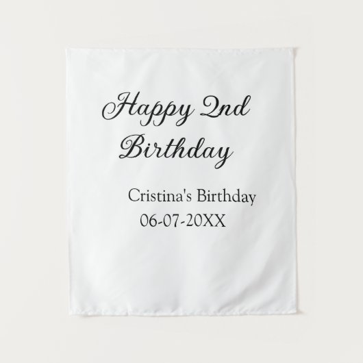Tenture calligraphie simple minimale joyeux 2e anniversair (Devant)