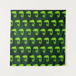 Tenture Caméléon mignon vert