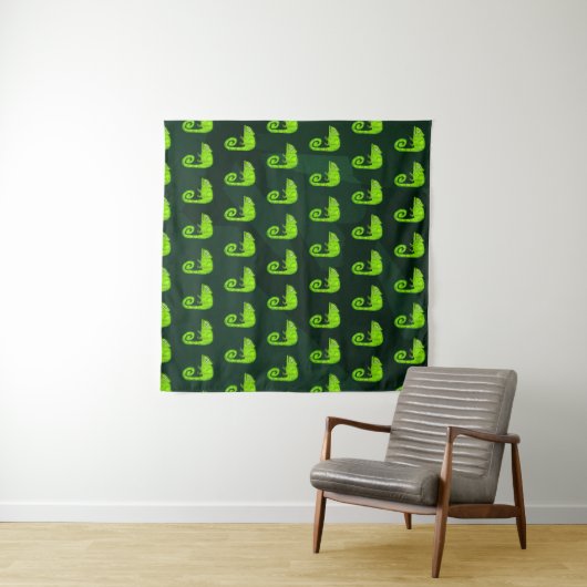 Tenture Caméléon vert mignon (En situation (horizontale))