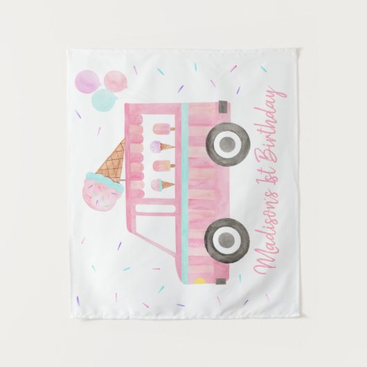 Tenture Camion à glace moderne fond d'anniversaire (Devant)