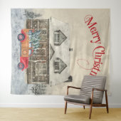 Tenture Camion rouge de chalet d'hiver Noël (En situation (horizontale))