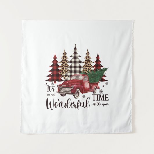 Tenture Camion Rouge vintage, Pine Tree (Devant)