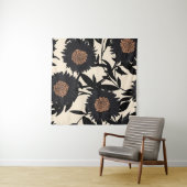 Tenture Camomille noire, gerbera : fond crème. (En situation)