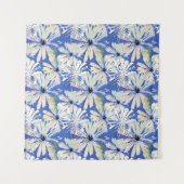 Tenture Camomilles Abstraites sur un arrière - plan bleu. (Devant (Horizontal))