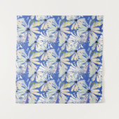 Tenture Camomilles Abstraites sur un arrière - plan bleu. (Devant)