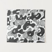 Tenture camouflage abstrait style doodé, noir (Devant (Horizontal))