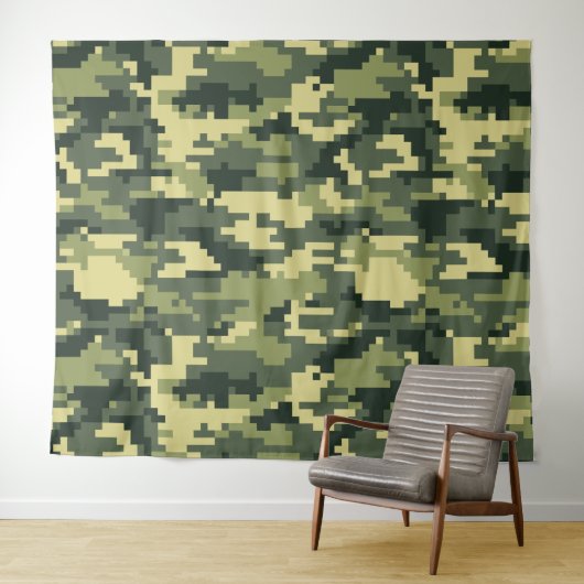 Tenture Camouflage numérique en bois à 8 bits / Camo (En situation (horizontale))